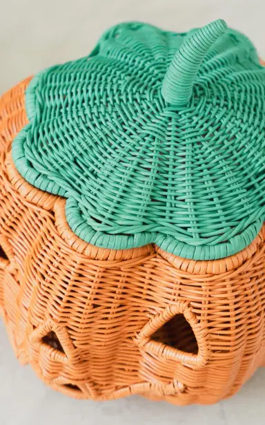 MOMIJI Pumpkin Face Rattan Halloween Basket - Orange | Thumbnail 4 MOMIJI Pumpkin Face Rattan Halloween Basket - Orange | Thumbnail 4