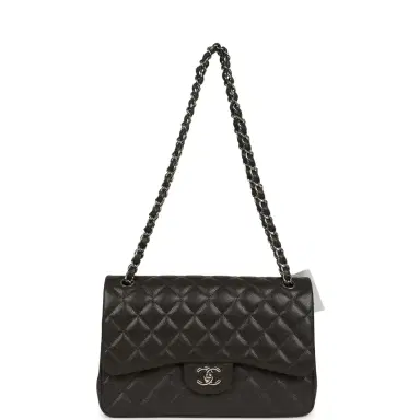 Chanel Chanel Jumbo Classic Double Flap Bag Dark Grey Caviar Silver Hardware | Thumbnail 6 Chanel Chanel Jumbo Classic Double Flap Bag Dark Grey Caviar Silver Hardware | Thumbnail 6