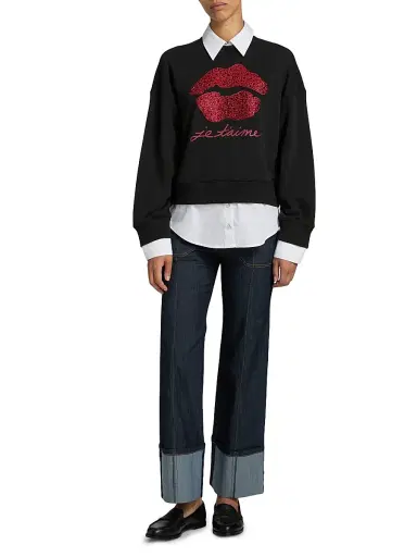 Cinq à Sept Women's Je Taime Justina Layered Sweater - Black Rosewood | Thumbnail 2 Cinq à Sept Women's Je Taime Justina Layered Sweater - Black Rosewood | Thumbnail 2