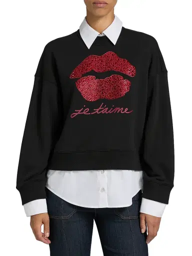 Cinq à Sept Women's Je Taime Justina Layered Sweater - Black Rosewood | Thumbnail 3 Cinq à Sept Women's Je Taime Justina Layered Sweater - Black Rosewood | Thumbnail 3