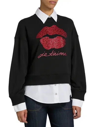 Cinq à Sept Women's Je Taime Justina Layered Sweater - Black Rosewood | Thumbnail 4 Cinq à Sept Women's Je Taime Justina Layered Sweater - Black Rosewood | Thumbnail 4