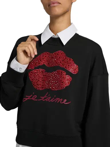 Cinq à Sept Women's Je Taime Justina Layered Sweater - Black Rosewood | Thumbnail 6 Cinq à Sept Women's Je Taime Justina Layered Sweater - Black Rosewood | Thumbnail 6