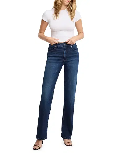 Good American Women's Soft Tech Good True Straight Jeans - Indigo | Thumbnail 2 Good American Women's Soft Tech Good True Straight Jeans - Indigo | Thumbnail 2