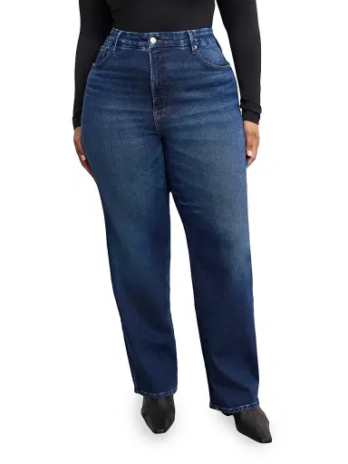 Good American Women's Soft Tech Good True Straight Jeans - Indigo | Thumbnail 8 Good American Women's Soft Tech Good True Straight Jeans - Indigo | Thumbnail 8