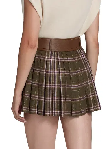 Ramy Brook Women's Derrick Plaid Belted Miniskirt - Deep Olive Plaid | Thumbnail 5 Ramy Brook Women's Derrick Plaid Belted Miniskirt - Deep Olive Plaid | Thumbnail 5