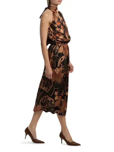 Ramy Brook Women's Grace Floral Stretch-Silk Halterneck Midi-Dress - Boho Brown Combo | Thumbnail 2 Ramy Brook Women's Grace Floral Stretch-Silk Halterneck Midi-Dress - Boho Brown Combo | Thumbnail 2