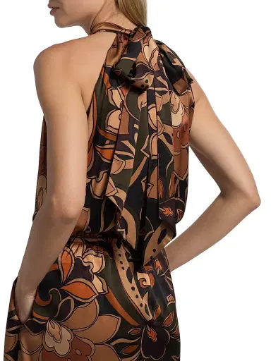 Ramy Brook Women's Grace Floral Stretch-Silk Halterneck Midi-Dress - Boho Brown Combo | Thumbnail 6 Ramy Brook Women's Grace Floral Stretch-Silk Halterneck Midi-Dress - Boho Brown Combo | Thumbnail 6