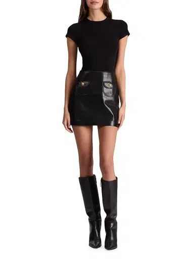ALICE + OLIVIA Women's Sydney Mix Media Minidress - Black | Thumbnail 2 ALICE + OLIVIA Women's Sydney Mix Media Minidress - Black | Thumbnail 2