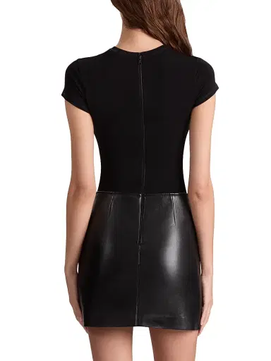ALICE + OLIVIA Women's Sydney Mix Media Minidress - Black | Thumbnail 6 ALICE + OLIVIA Women's Sydney Mix Media Minidress - Black | Thumbnail 6
