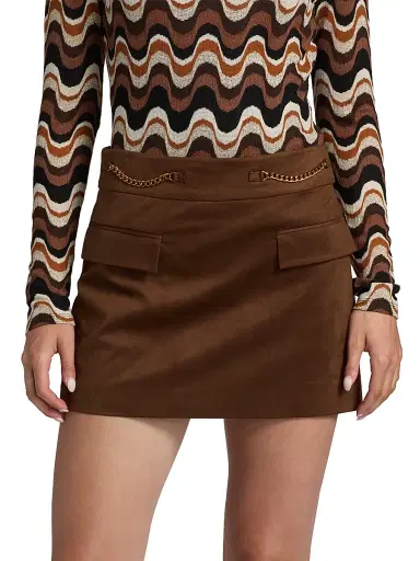 Ramy Brook Women's Martha Stretch Faux-Suede Miniskirt - Coffee | Thumbnail 3 Ramy Brook Women's Martha Stretch Faux-Suede Miniskirt - Coffee | Thumbnail 3