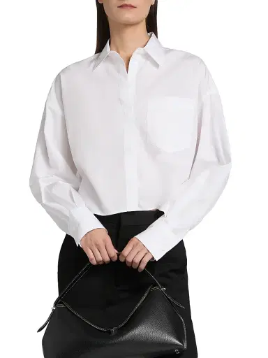 rag & bone Women's Marin Cropped Shirt - White - Size XL | Thumbnail 3 rag & bone Women's Marin Cropped Shirt - White - Size XL | Thumbnail 3