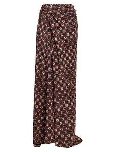 Dries Van Noten Women's Smila Mosaique Bias Maxi Skirt - Navy | Thumbnail 1 Dries Van Noten Women's Smila Mosaique Bias Maxi Skirt - Navy | Thumbnail 1