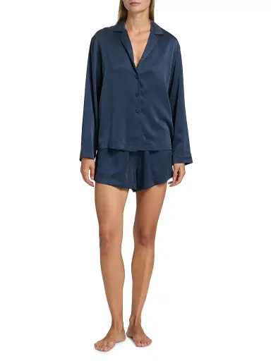 Lunya Women's Washable Silk Pajamas - Deep Blue | Thumbnail 2 Lunya Women's Washable Silk Pajamas - Deep Blue | Thumbnail 2