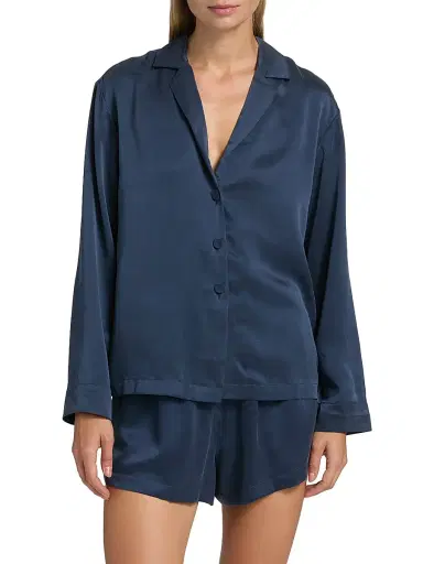 Lunya Women's Washable Silk Pajamas - Deep Blue | Thumbnail 3 Lunya Women's Washable Silk Pajamas - Deep Blue | Thumbnail 3