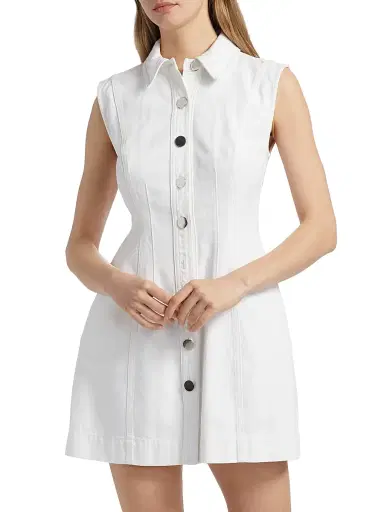 Toccin Women's Miley Cotton Button-Front Minidress - Optic | Thumbnail 6 Toccin Women's Miley Cotton Button-Front Minidress - Optic | Thumbnail 6