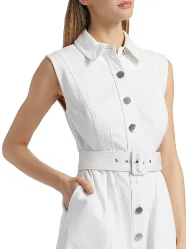 Toccin Women's Miley Cotton Button-Front Minidress - Optic | Thumbnail 7 Toccin Women's Miley Cotton Button-Front Minidress - Optic | Thumbnail 7