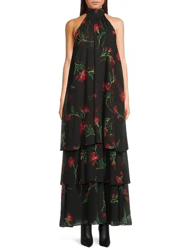 Ungaro Women's Eden Floral Halterneck Maxi Dress - Red Multi | Thumbnail 3 Ungaro Women's Eden Floral Halterneck Maxi Dress - Red Multi | Thumbnail 3