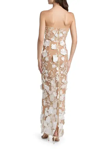 Bronx and Banco Women's Jasmine Blanc Floral Appliqué Column Gown - Cream White | Thumbnail 5 Bronx and Banco Women's Jasmine Blanc Floral Appliqué Column Gown - Cream White | Thumbnail 5