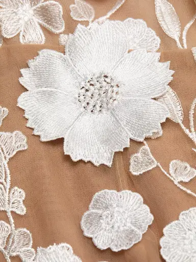 Bronx and Banco Women's Jasmine Blanc Floral Appliqué Column Gown - Cream White | Thumbnail 7 Bronx and Banco Women's Jasmine Blanc Floral Appliqué Column Gown - Cream White | Thumbnail 7