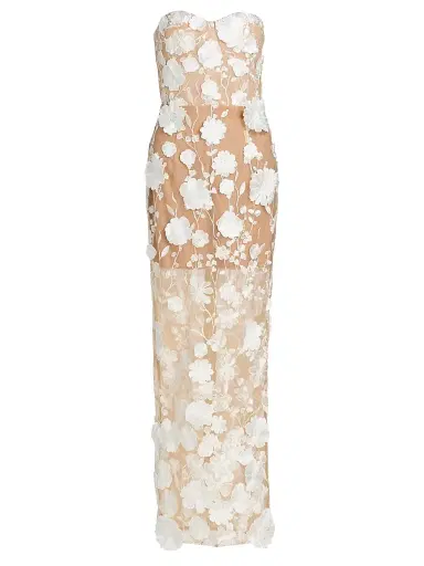 Bronx and Banco Women's Jasmine Blanc Floral Appliqué Column Gown - Cream White | Thumbnail 1 Bronx and Banco Women's Jasmine Blanc Floral Appliqué Column Gown - Cream White | Thumbnail 1