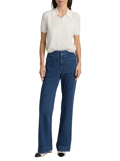 TANYA TAYLOR Women's Camilla Sequined Wool Polo Sweater | Thumbnail 2 TANYA TAYLOR Women's Camilla Sequined Wool Polo Sweater | Thumbnail 2