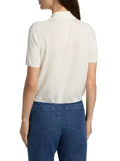TANYA TAYLOR Women's Camilla Sequined Wool Polo Sweater | Thumbnail 5 TANYA TAYLOR Women's Camilla Sequined Wool Polo Sweater | Thumbnail 5