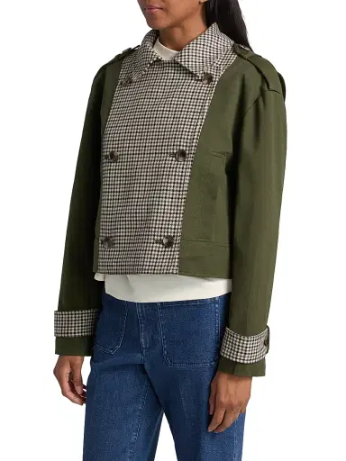 Tanya Taylor Women's Walton Gingham Cotton Double-Breasted Jacket - Army Check Multi | Thumbnail 4 Tanya Taylor Women's Walton Gingham Cotton Double-Breasted Jacket - Army Check Multi | Thumbnail 4