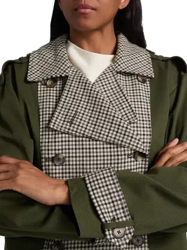 Tanya Taylor Women's Walton Gingham Cotton Double-Breasted Jacket - Army Check Multi | Thumbnail 6 Tanya Taylor Women's Walton Gingham Cotton Double-Breasted Jacket - Army Check Multi | Thumbnail 6