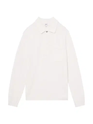 Reiss Men's Clinton Long-Sleeve Polo Shirt - White | Thumbnail 1 Reiss Men's Clinton Long-Sleeve Polo Shirt - White | Thumbnail 1