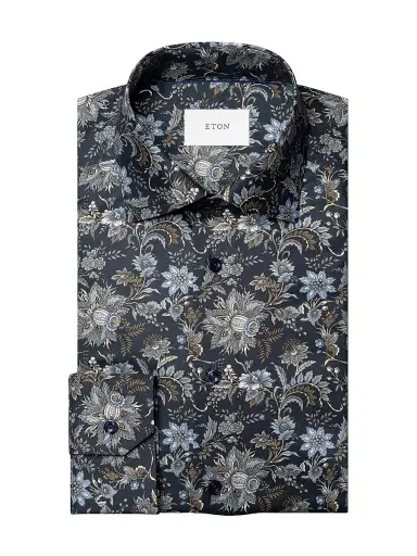 Eton Men's Slim-Fit Floral Cotton Twill Shirt | Thumbnail 1 Eton Men's Slim-Fit Floral Cotton Twill Shirt | Thumbnail 1