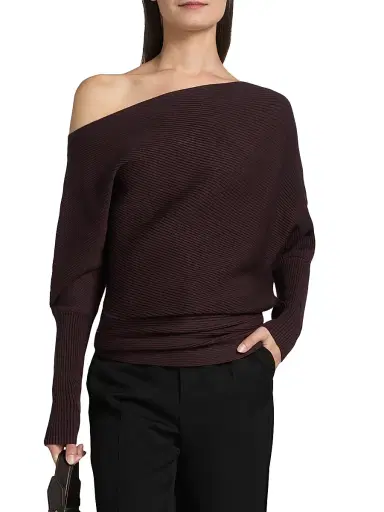 Reiss Women's Lorna Off-the-Shoulder Sweater - Plum | Thumbnail 3 Reiss Women's Lorna Off-the-Shoulder Sweater - Plum | Thumbnail 3