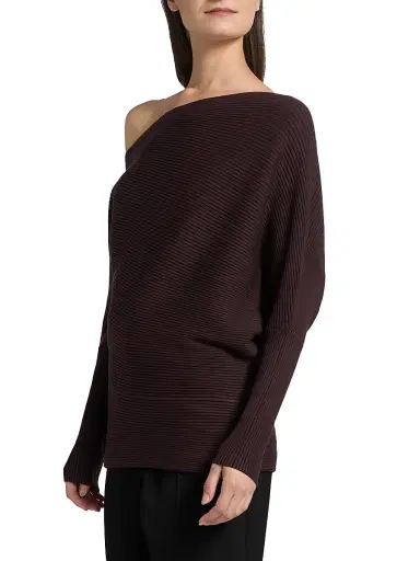 Reiss Women's Lorna Off-the-Shoulder Sweater - Plum | Thumbnail 4 Reiss Women's Lorna Off-the-Shoulder Sweater - Plum | Thumbnail 4
