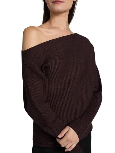 Reiss Women's Lorna Off-the-Shoulder Sweater - Plum | Thumbnail 6 Reiss Women's Lorna Off-the-Shoulder Sweater - Plum | Thumbnail 6