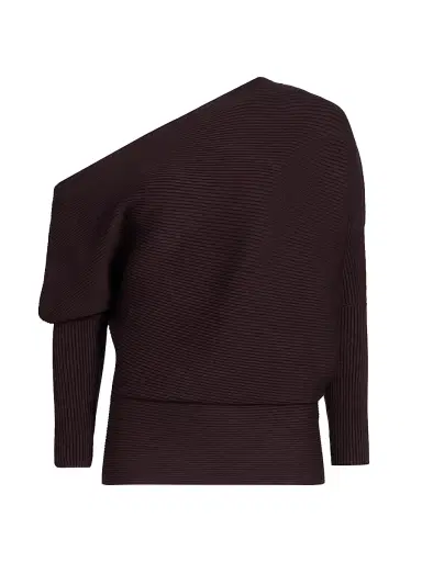 Reiss Women's Lorna Off-the-Shoulder Sweater - Plum | Thumbnail 1 Reiss Women's Lorna Off-the-Shoulder Sweater - Plum | Thumbnail 1