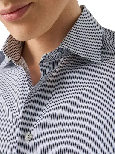 Eton Men's Contemporary-Fit Striped Cotton Poplin Shirt | Thumbnail 5 Eton Men's Contemporary-Fit Striped Cotton Poplin Shirt | Thumbnail 5