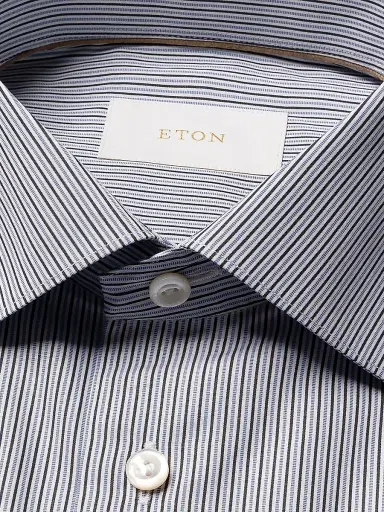 Eton Men's Contemporary-Fit Striped Cotton Poplin Shirt | Thumbnail 7 Eton Men's Contemporary-Fit Striped Cotton Poplin Shirt | Thumbnail 7