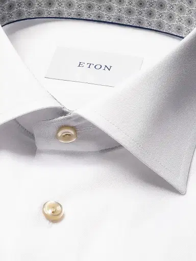 Eton Men's Contemporary-Fit Solid Cotton Twill Shirt - White | Thumbnail 3 Eton Men's Contemporary-Fit Solid Cotton Twill Shirt - White | Thumbnail 3