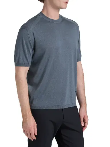 Emporio Armani Men's Wool-Silk Short-Sleeve Crewneck Sweater | Thumbnail 4 Emporio Armani Men's Wool-Silk Short-Sleeve Crewneck Sweater | Thumbnail 4