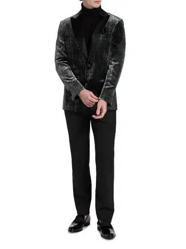 Giorgio Armani Men's Textured Velvet Dinner Jacket - Black Beauty | Thumbnail 2 Giorgio Armani Men's Textured Velvet Dinner Jacket - Black Beauty | Thumbnail 2