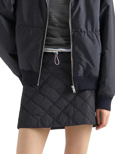 Prada Women's Lightweight Quilted Re-Nylon Miniskirt - Navy Blue | Thumbnail 2 Prada Women's Lightweight Quilted Re-Nylon Miniskirt - Navy Blue | Thumbnail 2