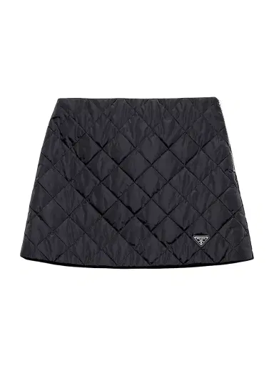Prada Women's Lightweight Quilted Re-Nylon Miniskirt - Navy Blue | Thumbnail 1 Prada Women's Lightweight Quilted Re-Nylon Miniskirt - Navy Blue | Thumbnail 1
