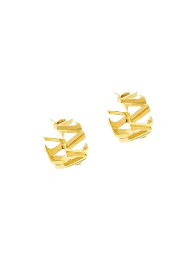 Versace Women's V Goldtone Hoop Earrings - Gold | Thumbnail 1 Versace Women's V Goldtone Hoop Earrings - Gold | Thumbnail 1