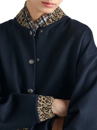 Prada Women's Double Cashmere and Wool Bomber Jacket - Blue | Thumbnail 6 Prada Women's Double Cashmere and Wool Bomber Jacket - Blue | Thumbnail 6