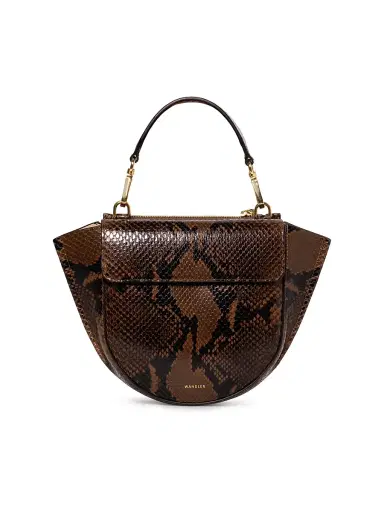 Wandler Women's Mini Hortensia Pytthon-Embossed-Leather Top Handle Bag - Brown Python | Thumbnail 1 Wandler Women's Mini Hortensia Pytthon-Embossed-Leather Top Handle Bag - Brown Python | Thumbnail 1