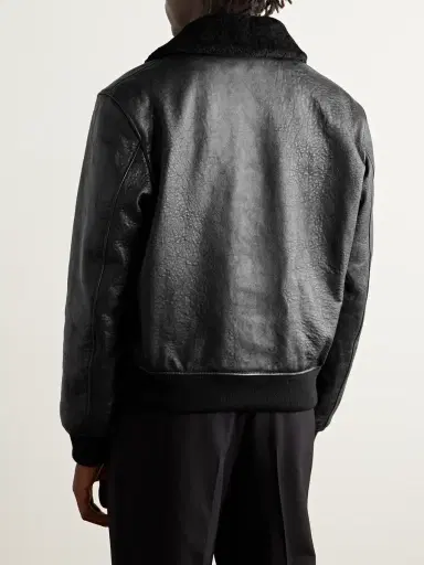 Saint Laurent Shearling-Trimmed Full-Grain Leather Jacket - Men | Thumbnail 3 Saint Laurent Shearling-Trimmed Full-Grain Leather Jacket - Men | Thumbnail 3