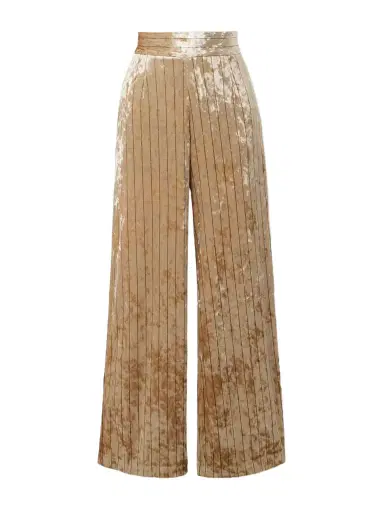 Loretta Caponi Cipro Pinstriped Crushed-velvet Wide-leg Pants | Thumbnail 1 Loretta Caponi Cipro Pinstriped Crushed-velvet Wide-leg Pants | Thumbnail 1