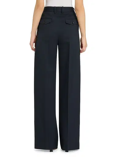 Bottega Veneta Women's Mixed-Media Cotton & Wool Wide-Leg Trousers - Midnight Blue - Size 2 | Thumbnail 5 Bottega Veneta Women's Mixed-Media Cotton & Wool Wide-Leg Trousers - Midnight Blue - Size 2 | Thumbnail 5