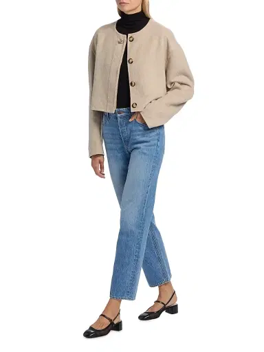 Veronica Beard Women's Philips Virgin Wool-Blend Crop Jacket - Oatmeal Melange | Thumbnail 2 Veronica Beard Women's Philips Virgin Wool-Blend Crop Jacket - Oatmeal Melange | Thumbnail 2