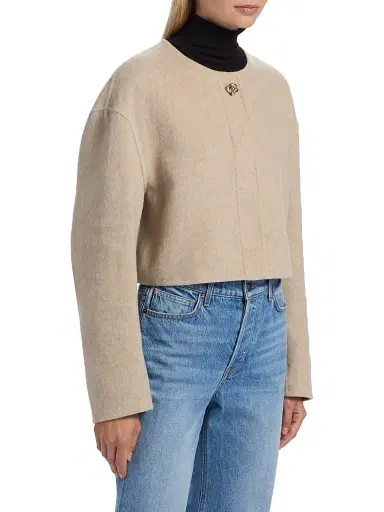 Veronica Beard Women's Philips Virgin Wool-Blend Crop Jacket - Oatmeal Melange | Thumbnail 4 Veronica Beard Women's Philips Virgin Wool-Blend Crop Jacket - Oatmeal Melange | Thumbnail 4