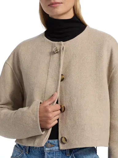 Veronica Beard Women's Philips Virgin Wool-Blend Crop Jacket - Oatmeal Melange | Thumbnail 6 Veronica Beard Women's Philips Virgin Wool-Blend Crop Jacket - Oatmeal Melange | Thumbnail 6